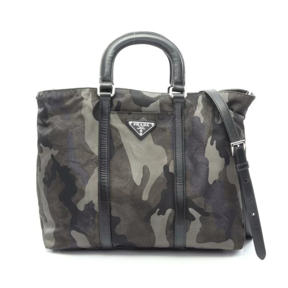 Prada camouflage handbag leather Khaki Green multicolor
